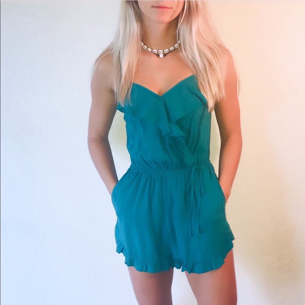 Teal/ green romper
